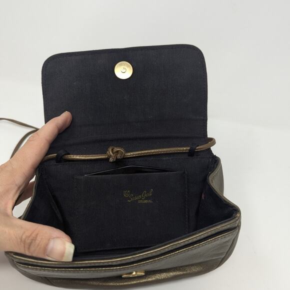Vintage Susan Gail Original Leather Ornate Gold Detail Crossbody Evening Bag - Picture 11 of 16